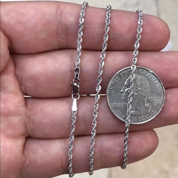 REAL 10K Solid White Gold Rope Chain 20” Brand New